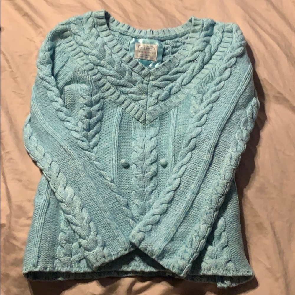 Old Navy Light Blue Cable Knit V-Neck Sweater